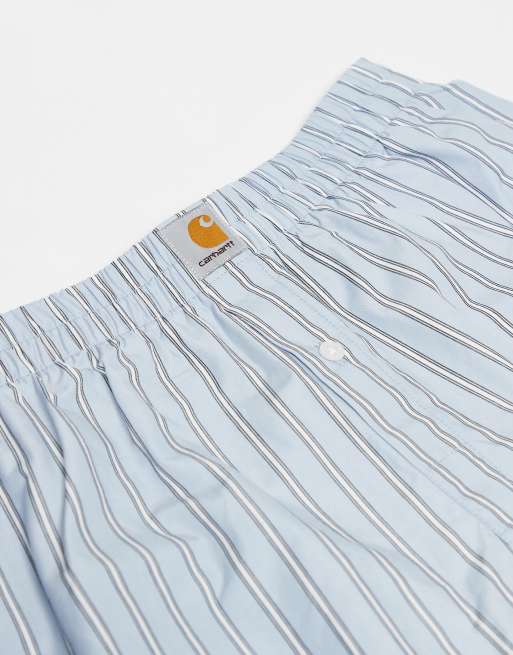 Carhartt WIP - Grimsby - Blå boksershorts med hvide striber, 2 af 3