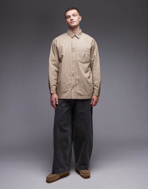 Carhartt WIP - Grimsby - Camicia giacca taglio ampio trapuntata beige a righe, 2 di 5