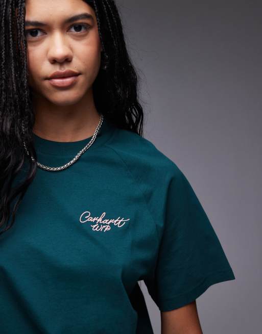Carhartt WIP – Grön t-shirt med signaturtryck, 2 av 4