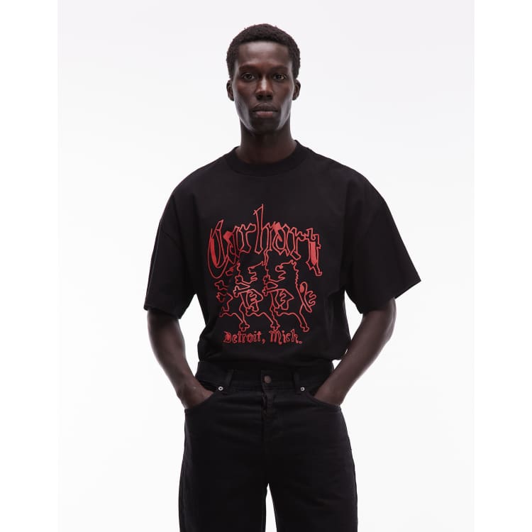 O*a様 STATE CRAFT Tシャツ　XL hardcore Carhartt WIP hackwork boxy fit t-shirt in black | ASOS