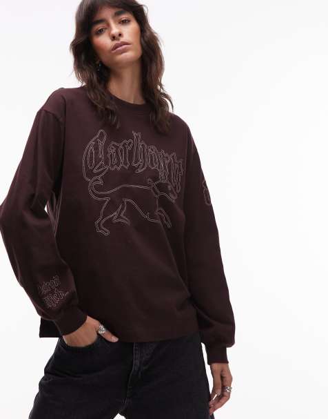 Carhartt WIP Hackwork long sleeve t-shirt in brown - view 1