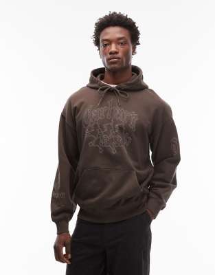 Carhartt WIP Carhartt WIP hackwork oversized hoodie in dark chocolate brown