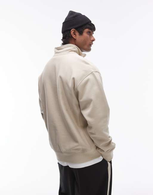 Carhartt WIP half zip american script sweatshirt in beige, 4 of 4