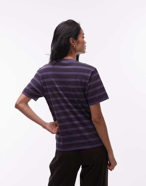 Carhartt WIP - Hanson - Kortærmet T-shirt med lilla og sorte striber, 2 af 4