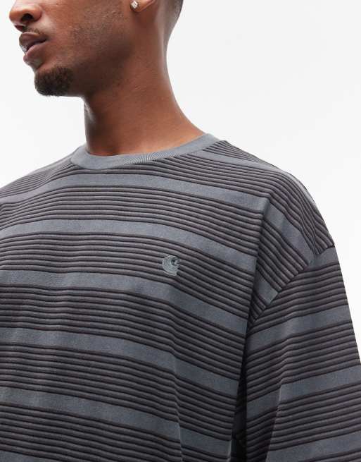 Carhartt WIP - Hanson - T-shirt oversize verde e nera a righe, 5 di 5