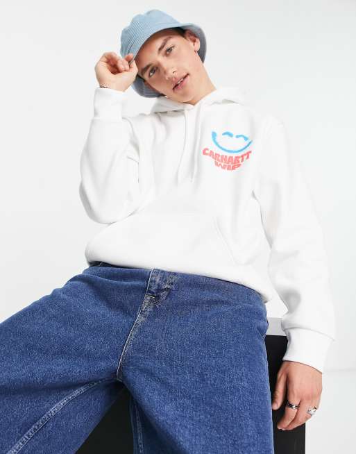 Carhartt WIP – Happy Script – Biała bluza z kapturem