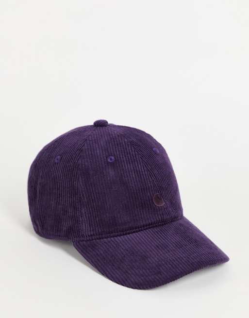 Carhartt WIP – Harlem – Fioletowa sztruksowa czapka z daszkiem