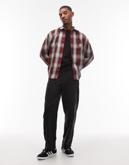 Carhartt WIP Harlin flannel check shirt in red and white, 2 of 5