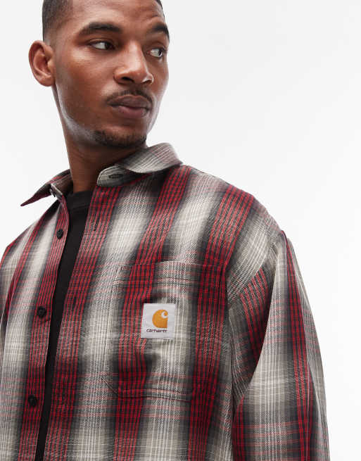 Carhartt WIP Harlin flannel check shirt in red and white, 4 of 5