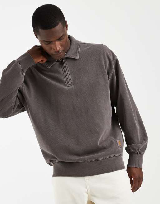 Carhartt WIP – Harper – Brązowa bluza z kołnierzykiem polo, 4 z 5