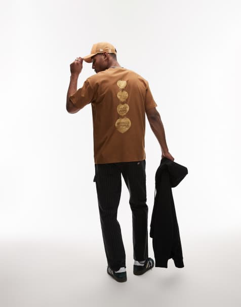 Carhartt WIP - Hartt - Brun T-shirt med grafisk kædeprint - view 1