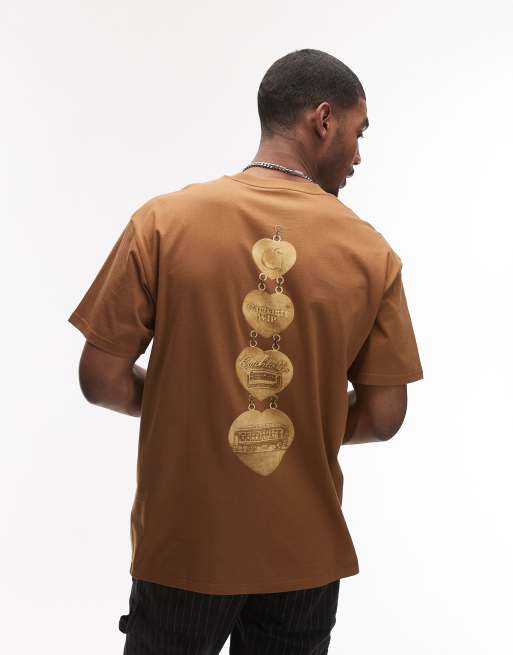 Carhartt WIP - Hartt - Brun T-shirt med grafisk kædeprint, 3 af 4