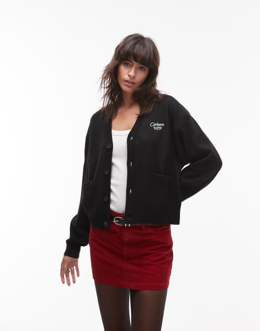 Carhartt WIP Harttbreaker knit cardigan in black, 2 of 4