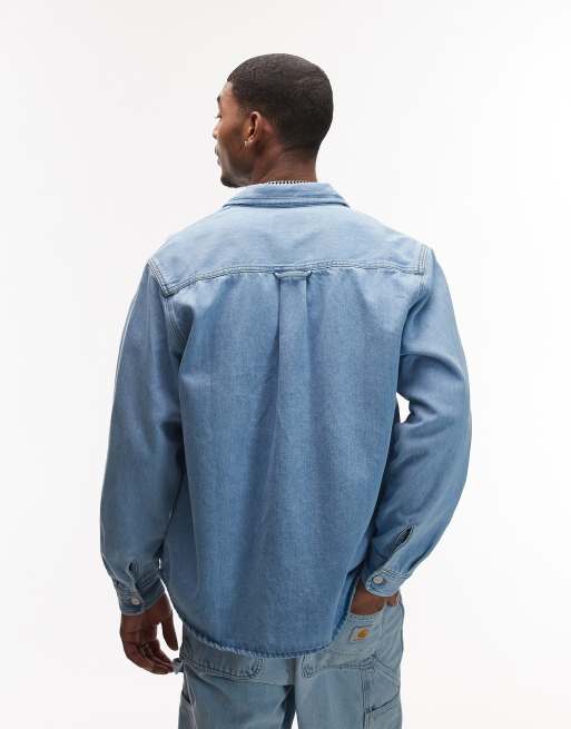 Carhartt WIP Harvey denim shirt in mid blue, 4 of 4