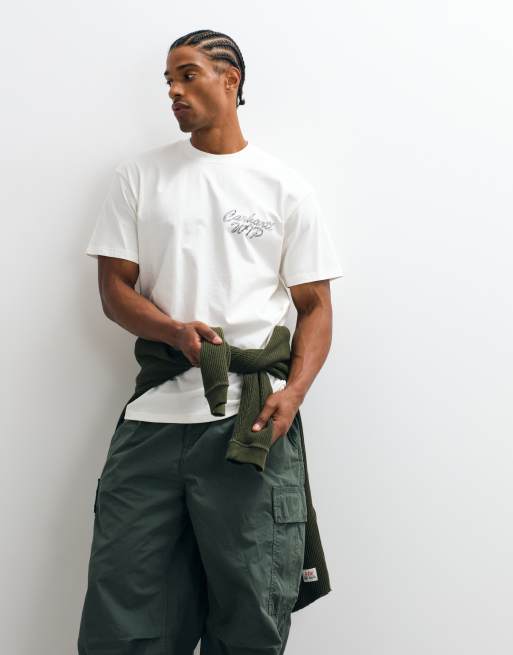 Carhartt WIP Hatching Script logo T-shirt in gebroken wit, 2 van 5