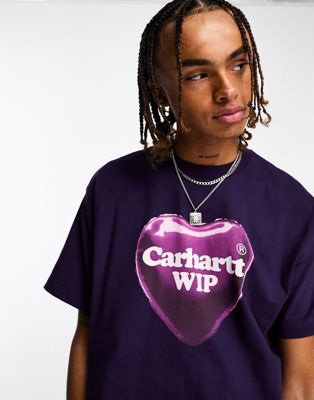 Carhartt WIP heart balloon t-shirt in purple