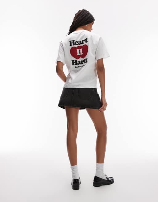 Carhartt WIP – Heart II – Biały T-shirt z nadrukiem serca i napisem „Hartt”