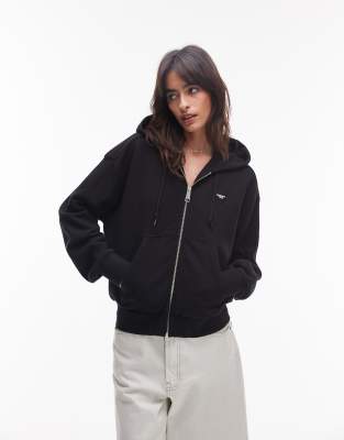 Carhartt Heart Ii Hartt Graphic Back Zip Through Hoodie In Black