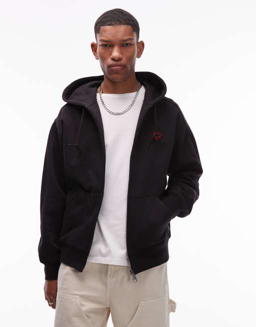 Carhartt WIP - Heart II Hartt - Sort hættetrøje med gennemgående lynlås, 4 af 4