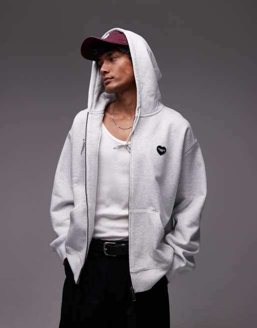Carhartt WIP – Heart II Hartt – Zapinana na zamek szara bluza z kapturem