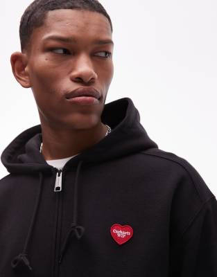 Carhartt Heart Ii Hartt Zip Up Hoodie In Black