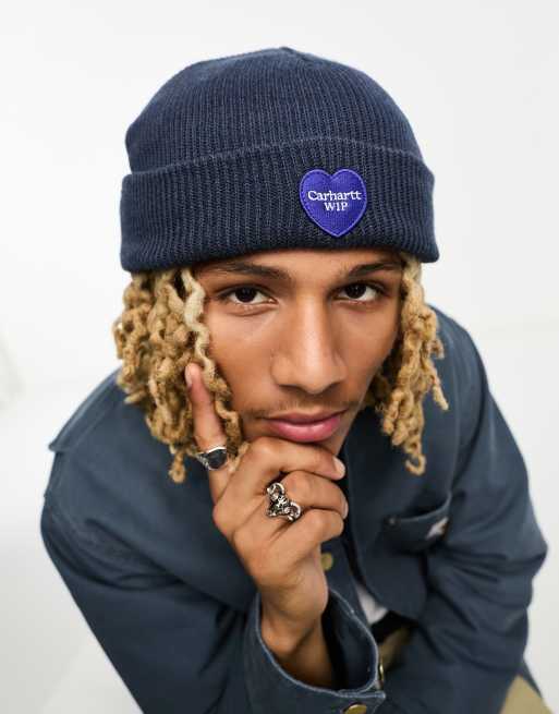 Carhartt WIP heart patch beanie in blue