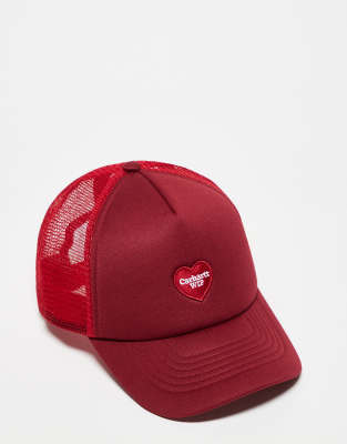 Carhartt WIP heart patch trucker cap in red - view 1