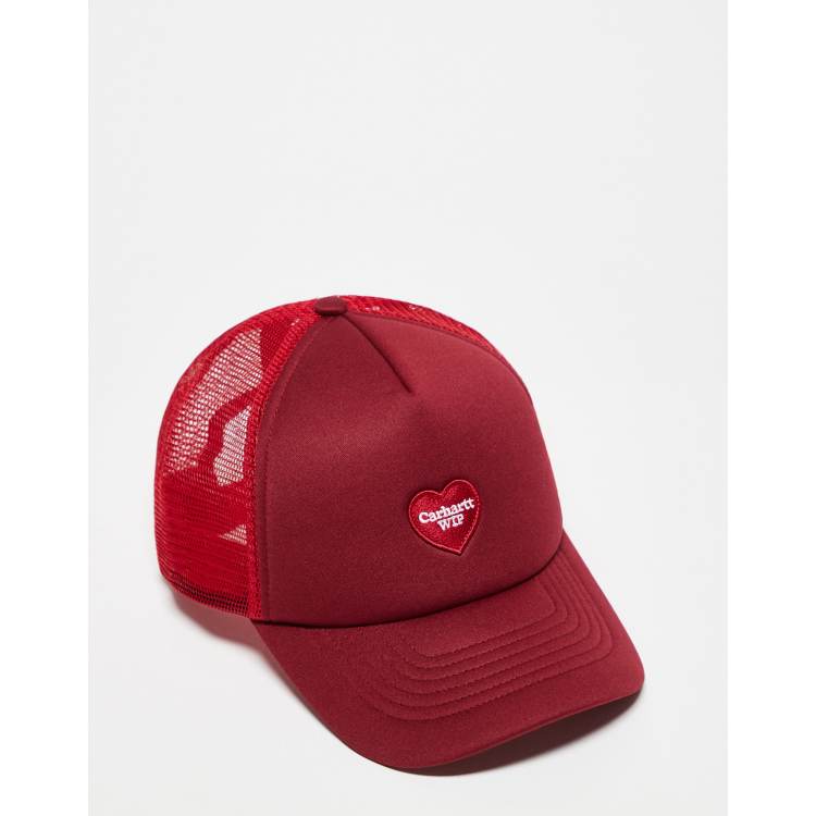 Carhartt WIP heart patch trucker cap in red | ASOS