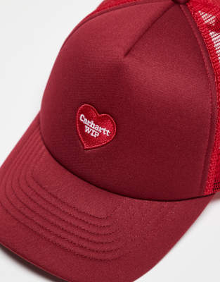 Carhartt Heart Patch Trucker Cap In Red