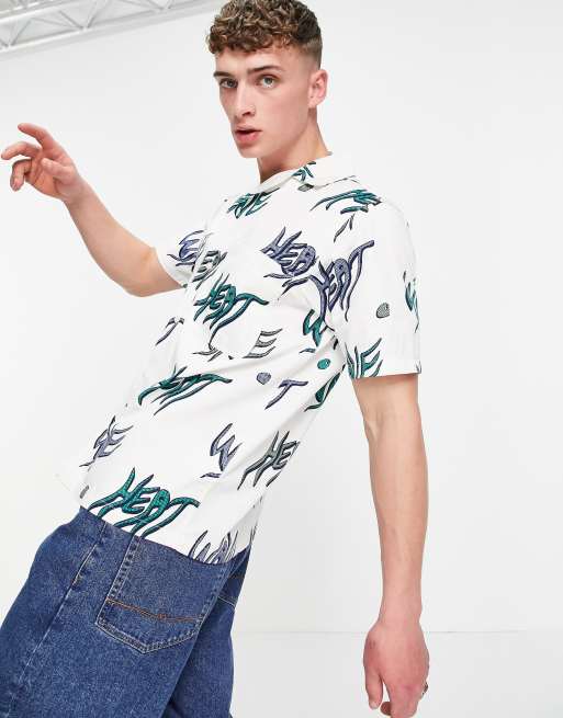 Carhartt WIP heatwave print shirt in off white, 3 of 4