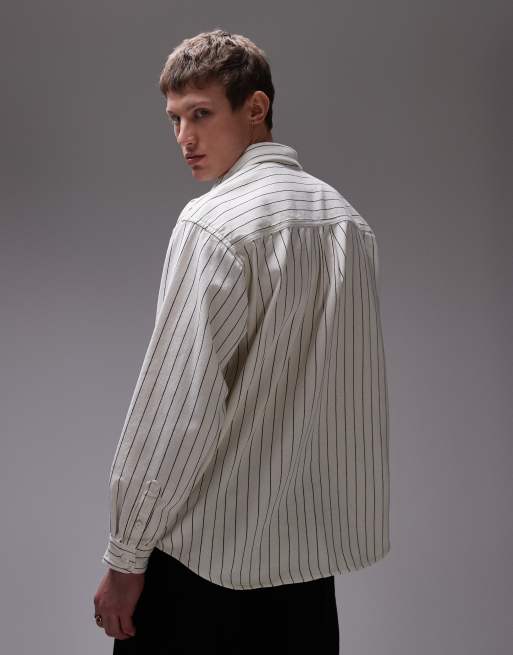 Carhartt WIP - Hendry - Råhvid skjorte med striber, 3 af 4
