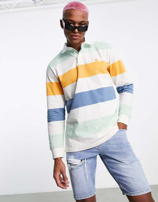 Carhartt WIP - Henwick - Gestreepte rugbypolo in gebroken wit