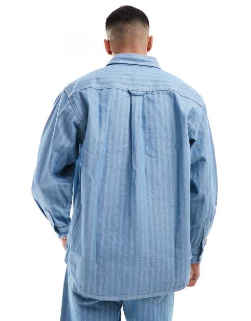 Carhartt WIP herringbone denim overshirt jacket in dark blue (part of a set), 2 of 4