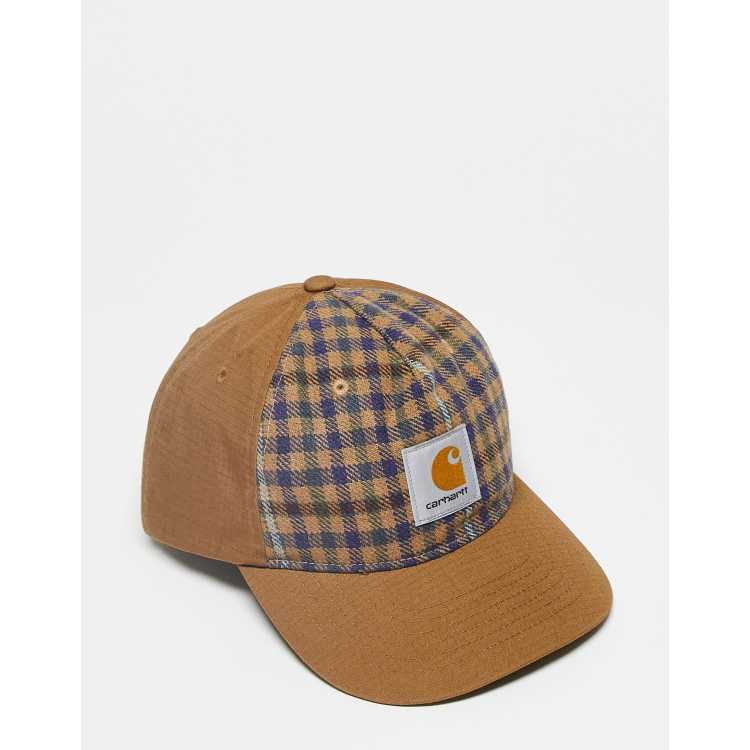 Carhartt WIP highbury check cap amp in brown | Quito Hand Painted