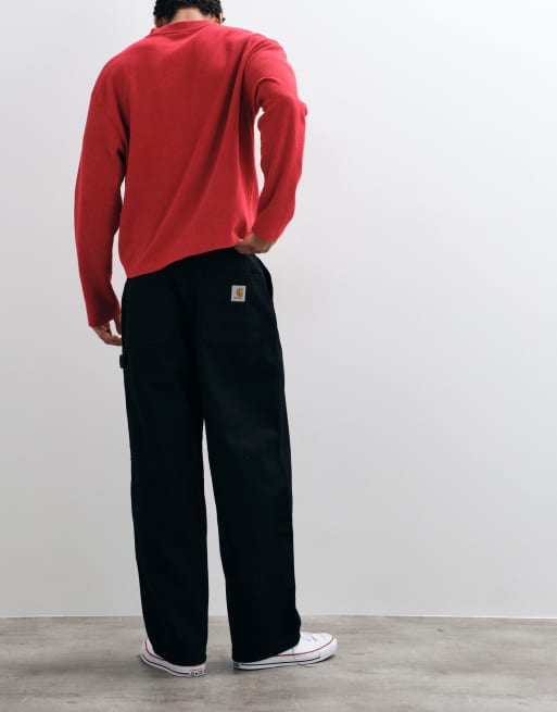 Carhartt WIP Holden pantalones de carpintero de corte recto y holgado en negro, 2 de 5
