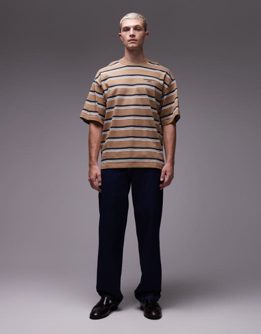 Carhartt WIP - Holm - Beige T-shirt med vandrette striber, 2 af 5