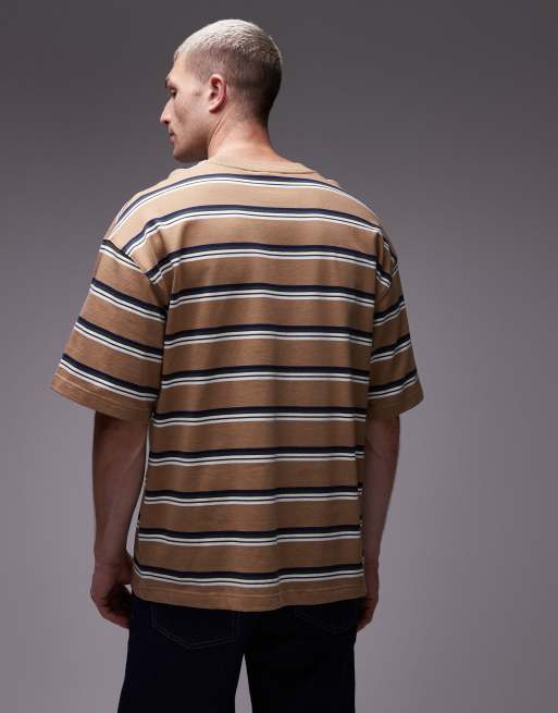 Carhartt WIP - Holm - Beige T-shirt med vandrette striber, 3 af 5