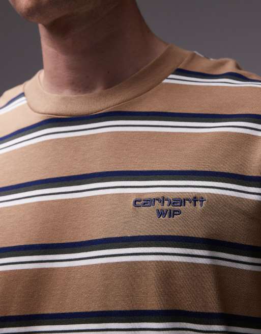 Carhartt WIP - Holm - Beige T-shirt med vandrette striber, 5 af 5