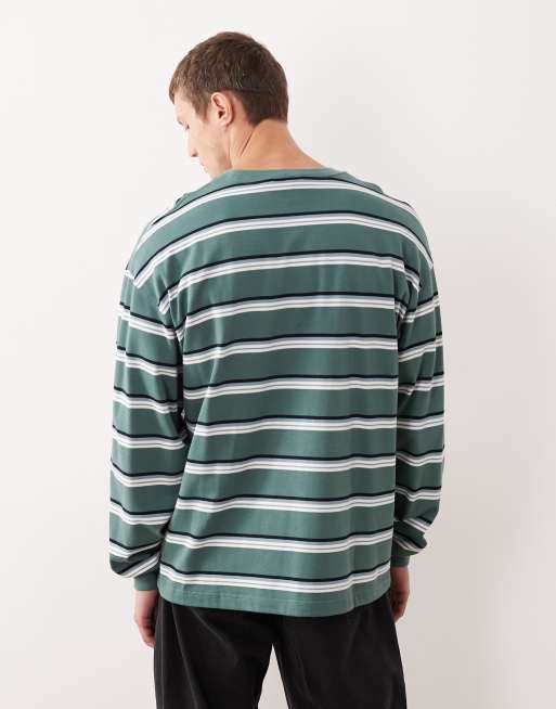 Carhartt WIP holm long sleeve t-shirt in green horizontal stripe, 3 of 5