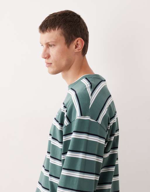 Carhartt WIP holm long sleeve t-shirt in green horizontal stripe, 4 of 5