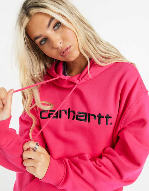 Carhartt WIP hooded carhartt sweater in ruby pink black