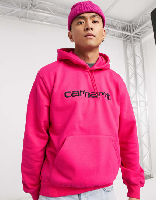 Carhartt WIP hooded carhartt sweatshirt in ruby pink black