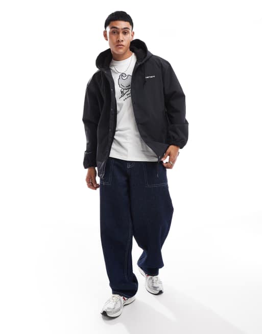 Carhartt WIP hooded coach jacket in black | ASOS