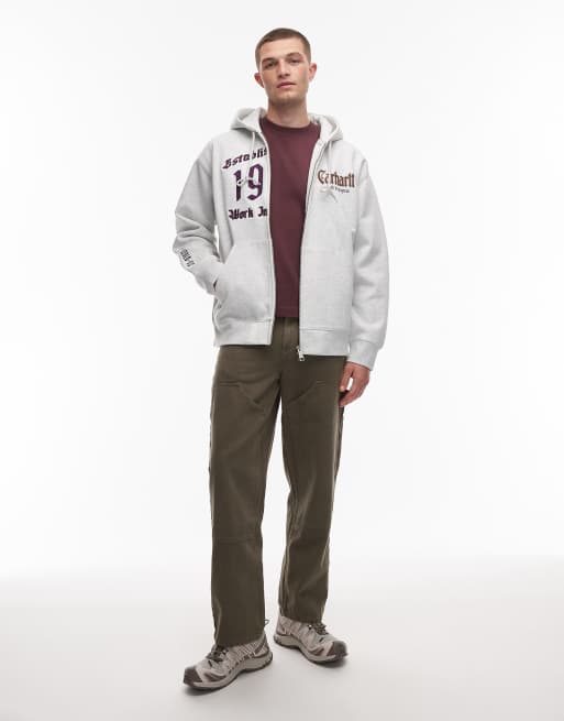 Carhartt WIP - Hoodie met dubbele ritssluiting in grijs, 2 van 5