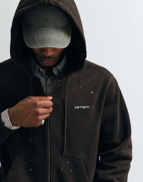 Carhartt WIP - Hoodie met rits en verfspetter-effect in donkerbruin - view 1