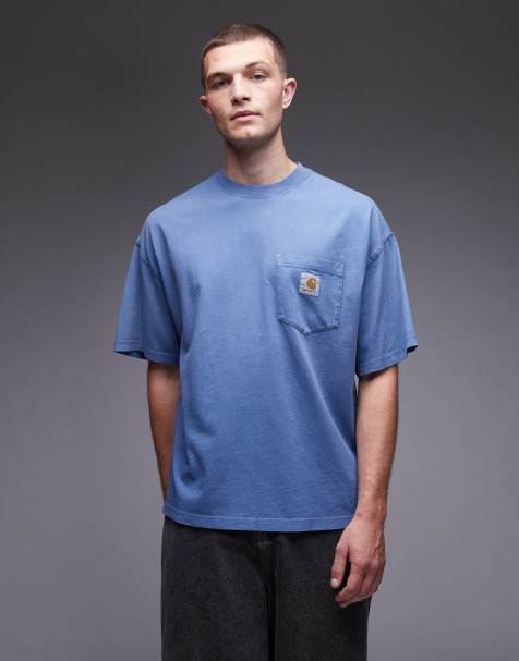 Carhartt WIP – Hudson – Blå t-shirt med ficka - view 1