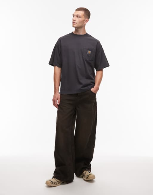 Carhartt WIP hudson pocket t-shirt in washed black, 2 of 5