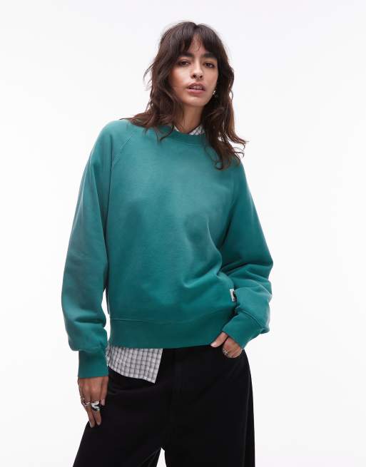 Carhartt WIP – Hudson – Zielona bluza dresowa z balonowymi rękawami z efektem ombre