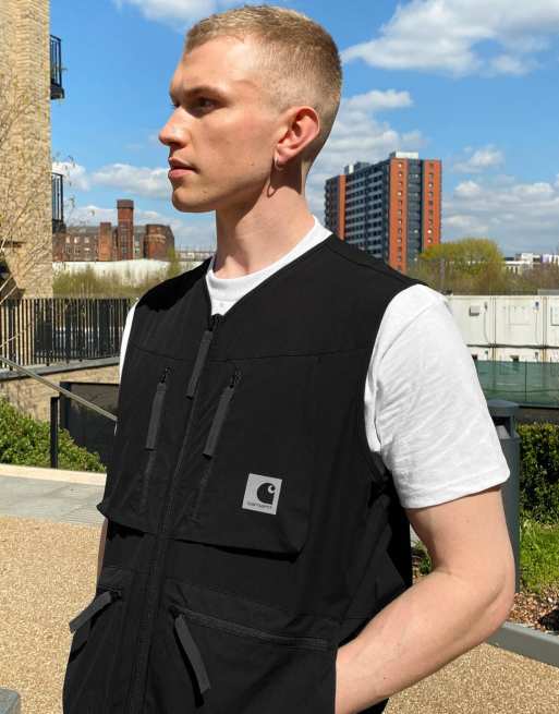 Carhartt WIP hurst water repellent ripstop vest in black