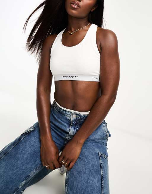 Carhartt WIP - Hvid sports-bralette med racerryg og tekst, 2 af 4